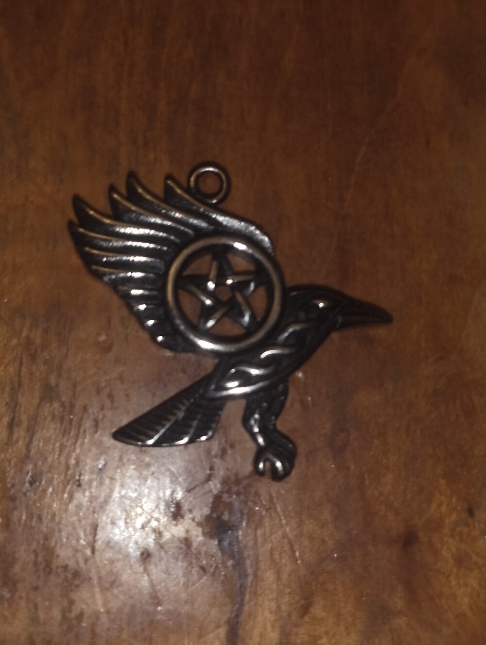 Silver Tone Celtic Raven Pentacle Pendant For Necklace No Chain